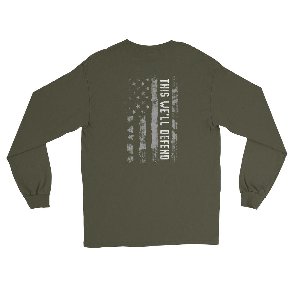 This We'll Defend Men’s Long Sleeve Dark Shirt